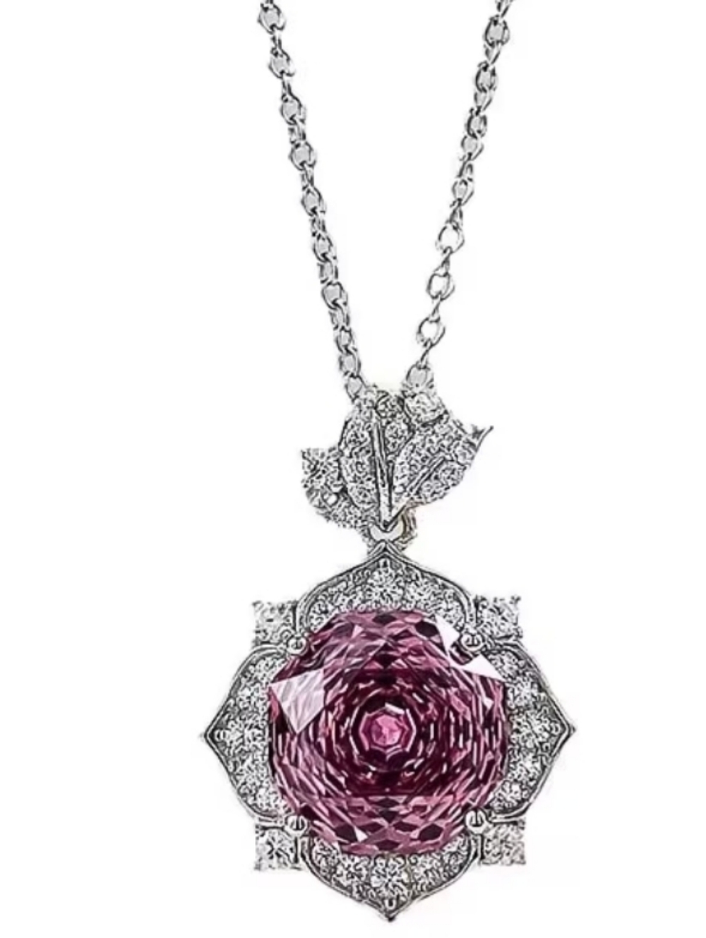 Stuffed Travel Jewelry Set w/ S925 Silver Pink Moissannite Necklace & Earrings - Picture 10 of 10